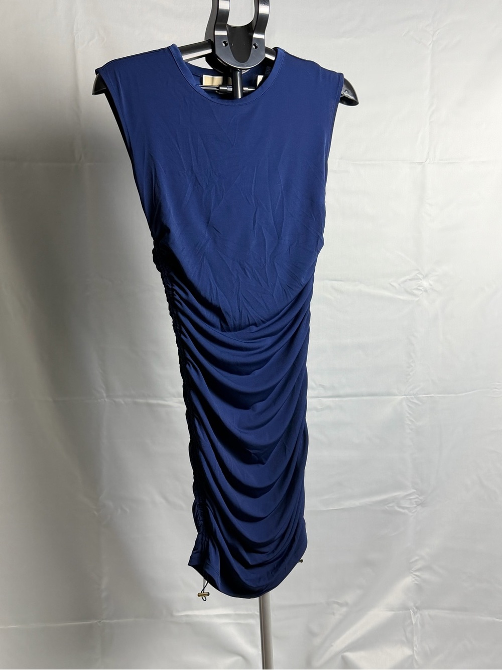 Michael Kors Navy Sleeveless Ruched Mini Dress